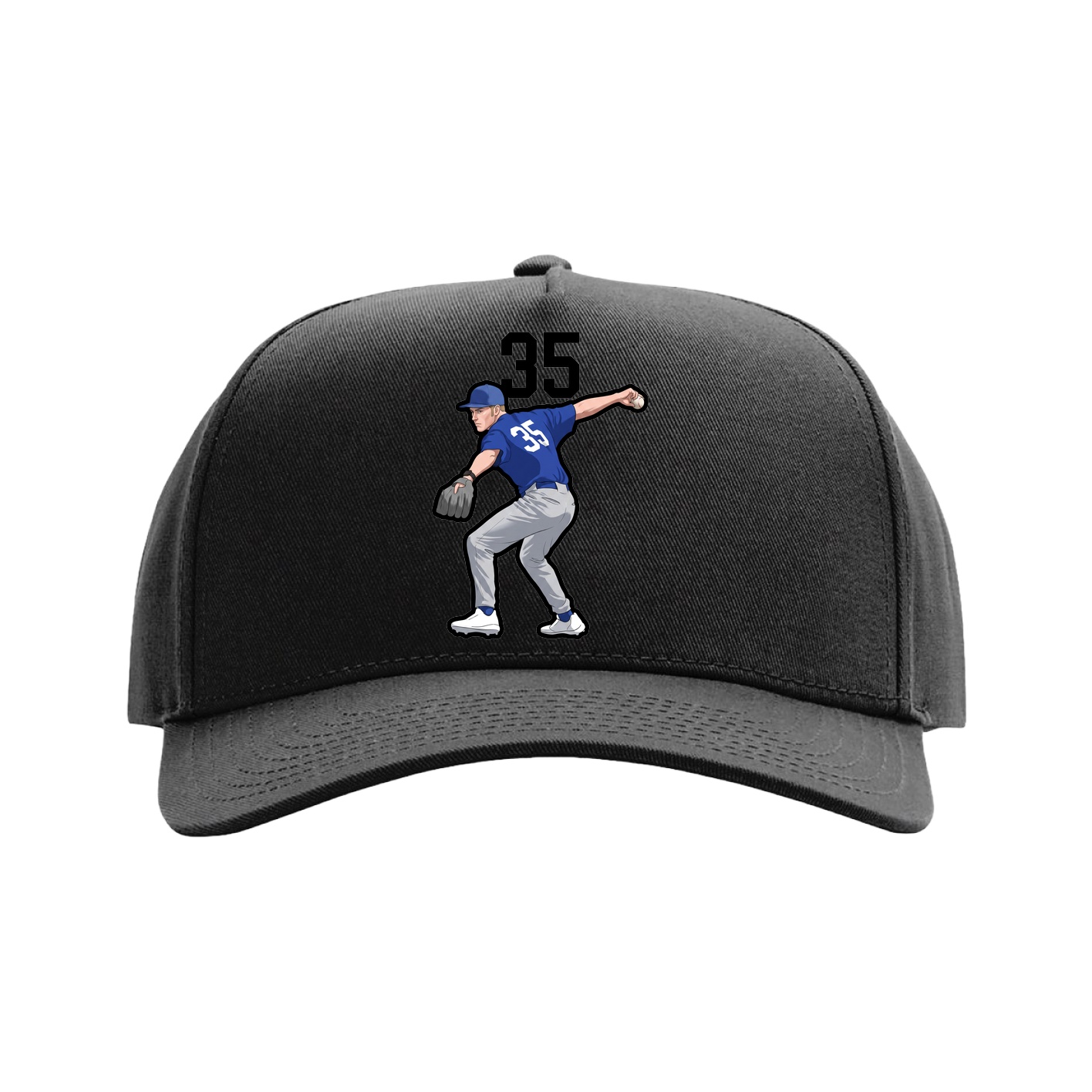 Full Fabric Five-Panel Champ Cap — Number Top in Black