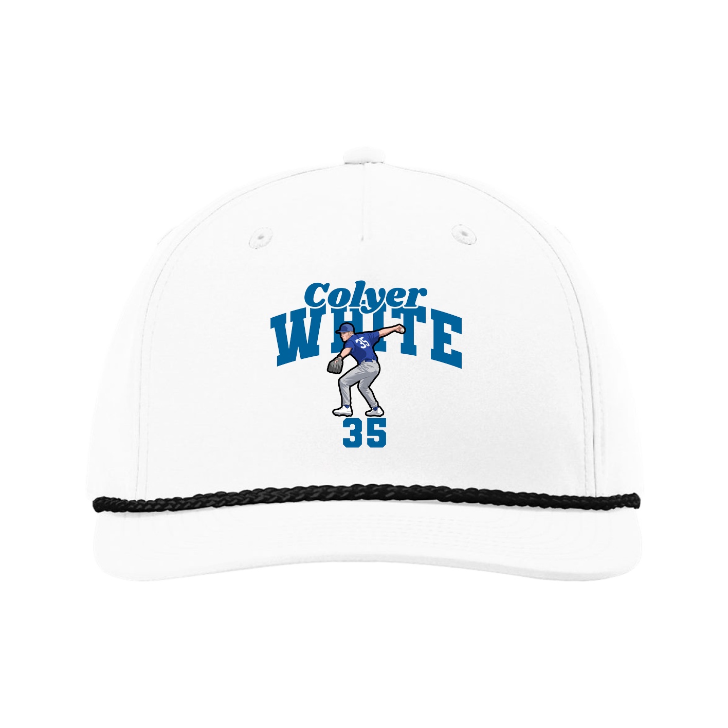 Five-Panel Classic Rope Cap — Signature Arch in White