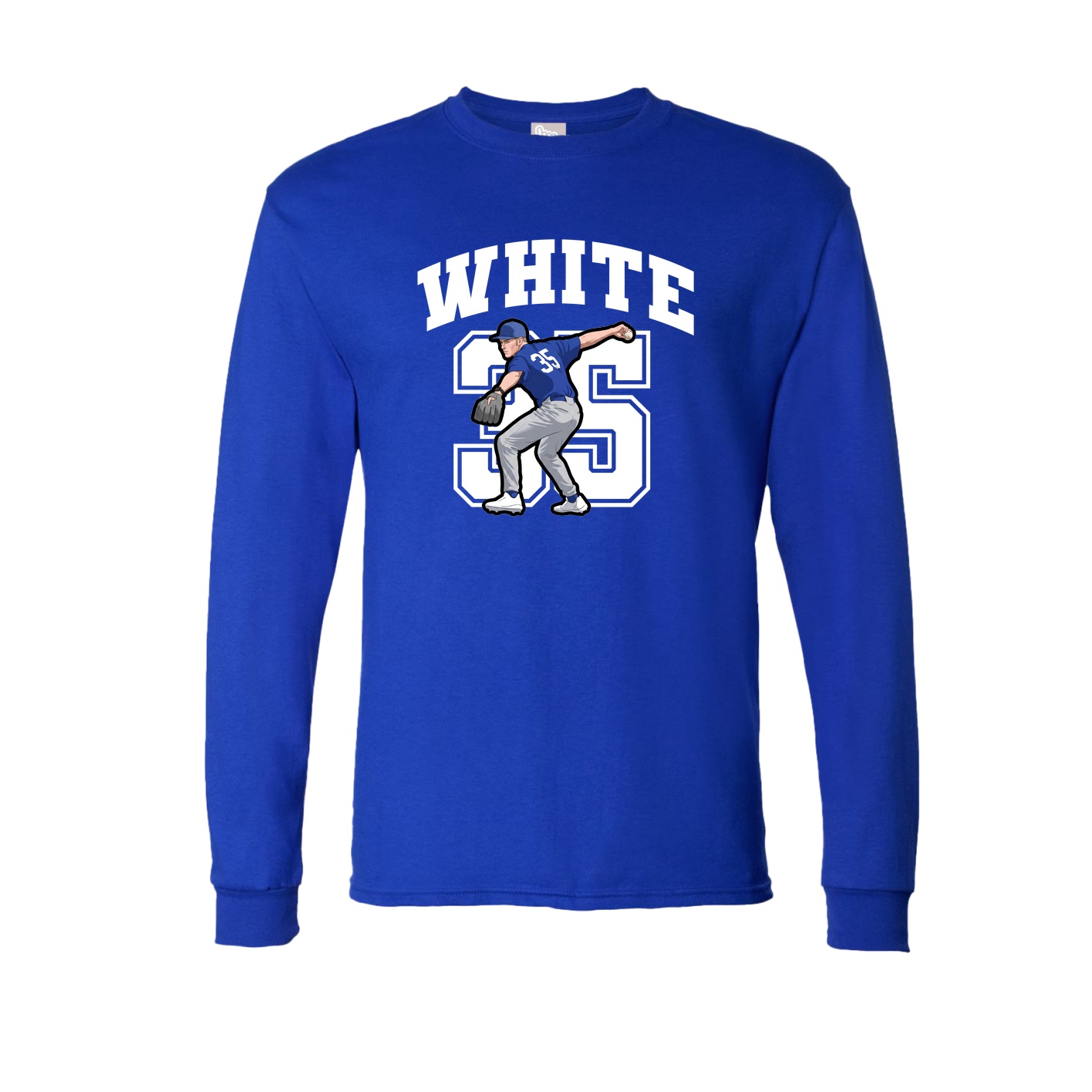 Long Sleeve Tee — Number in Royal