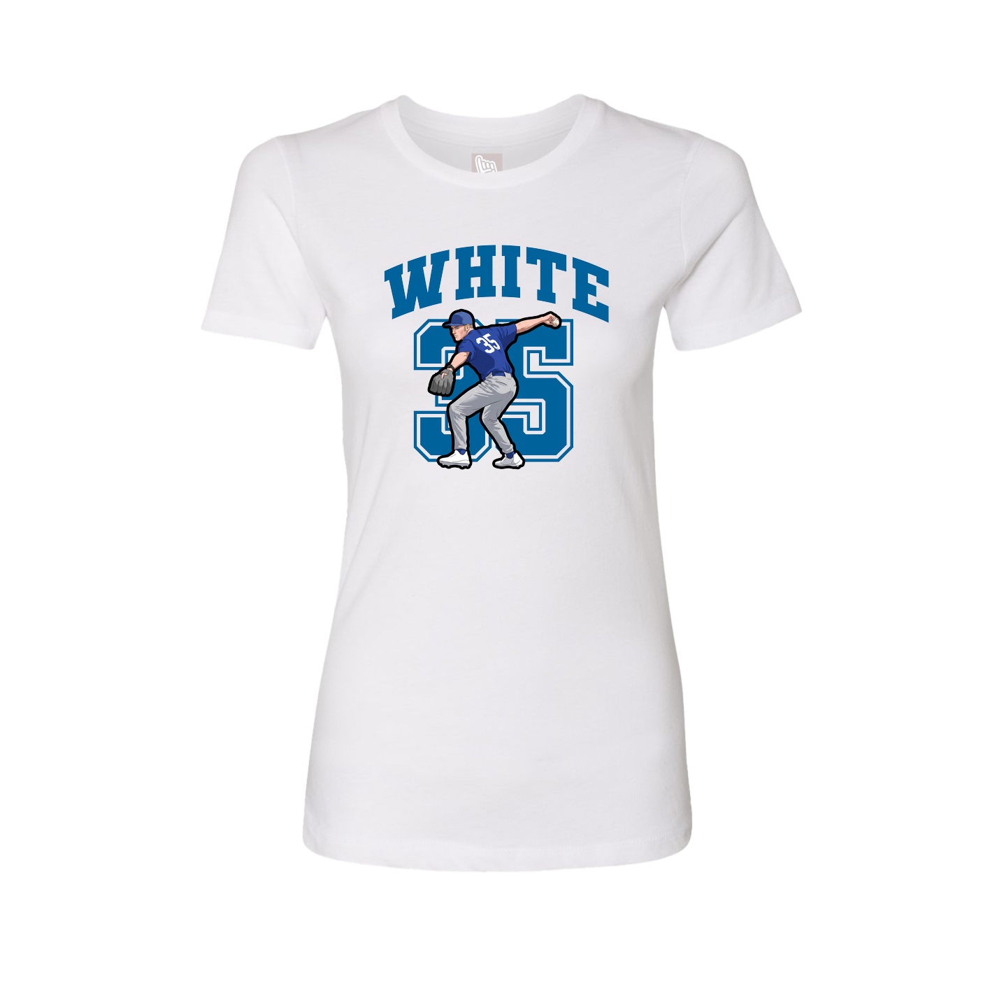 Fitted Women's Tee — Number in White