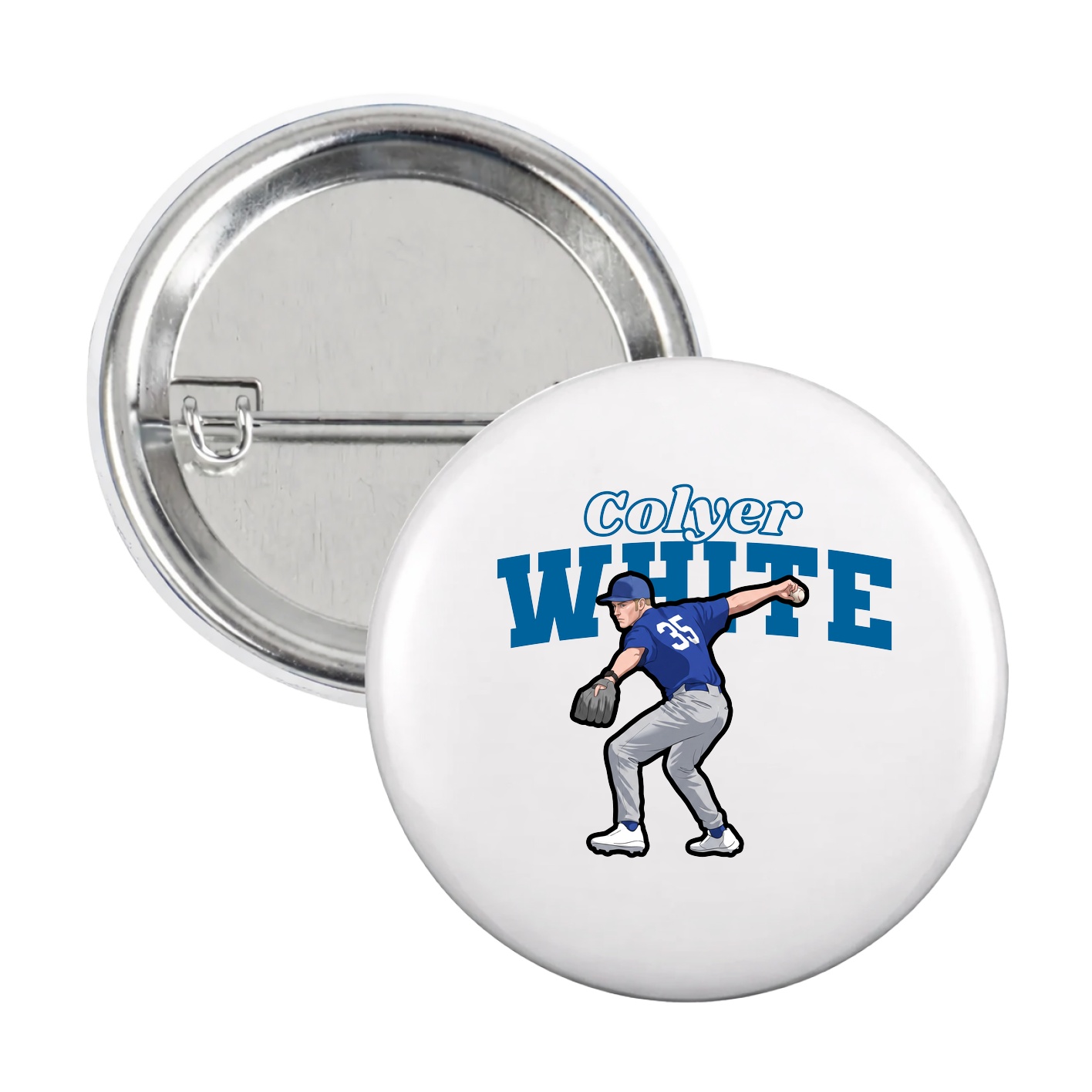 Game Day Button — Name Arch in White