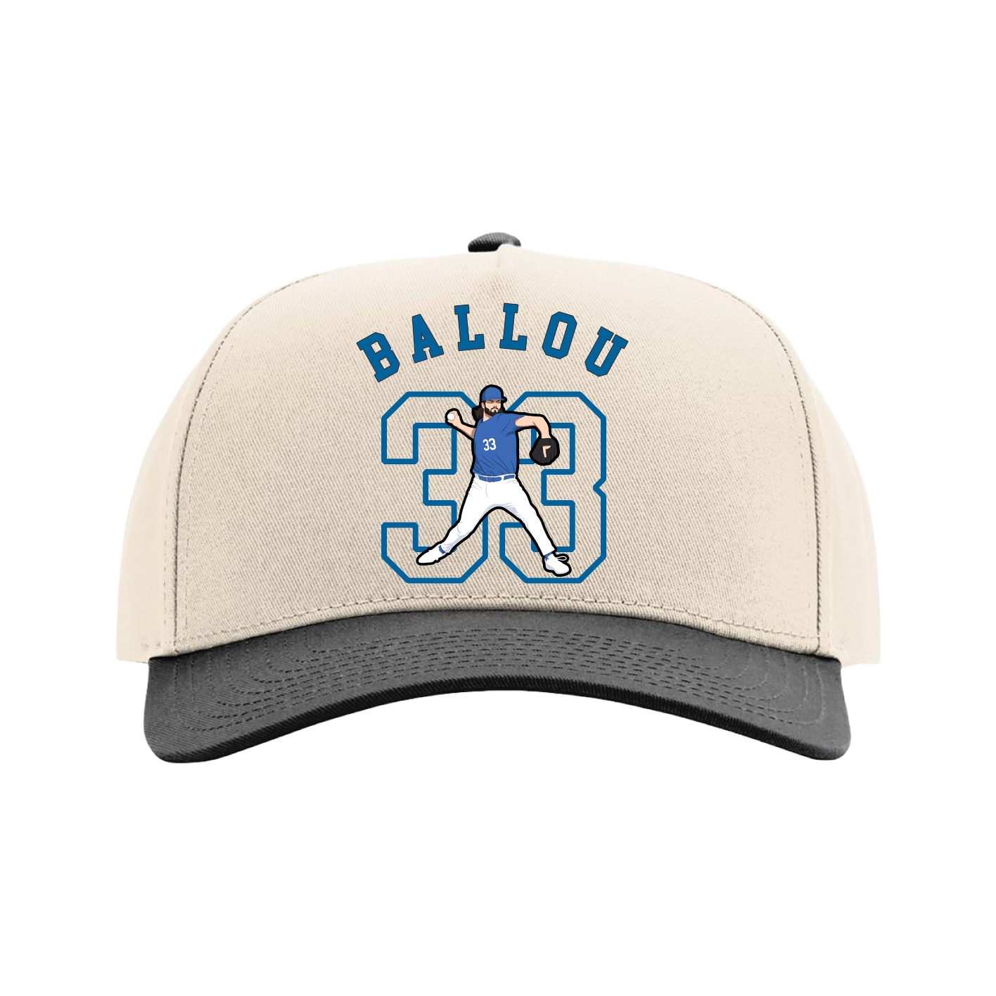 Full Fabric Five-Panel Champ Cap — Shirsey Arch in Cream/Black