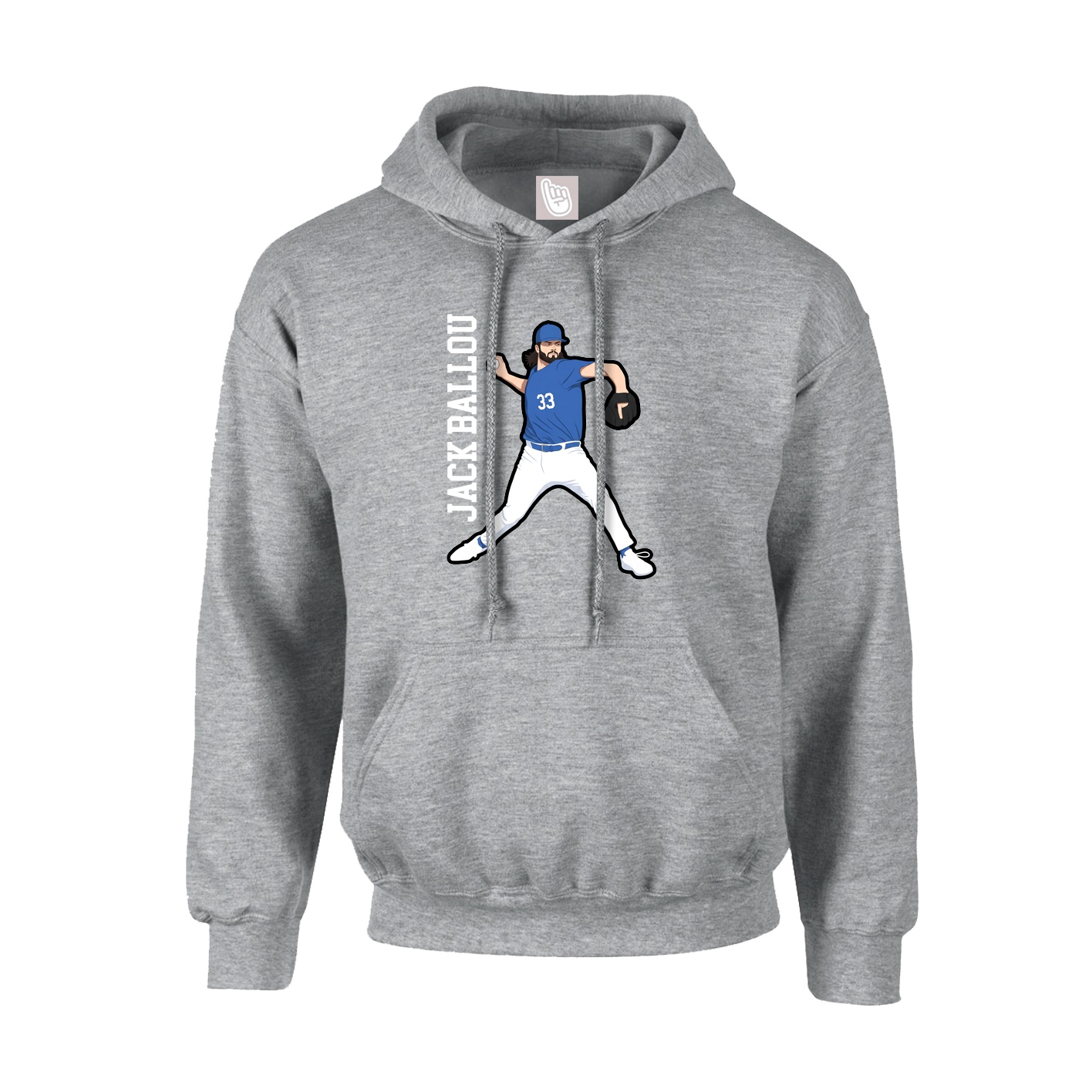 Hoodie — Name Vertical in Grey