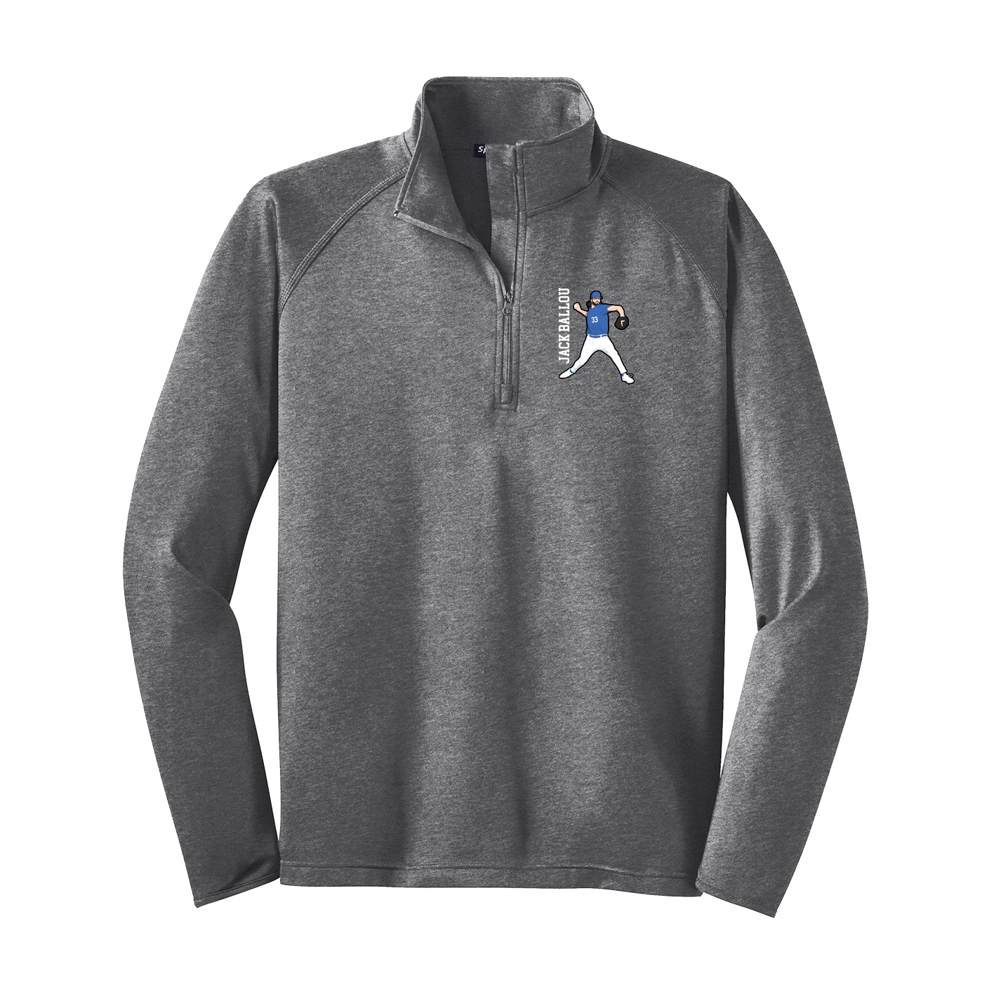 Q-Zip Pullover — Name Vertical in Grey