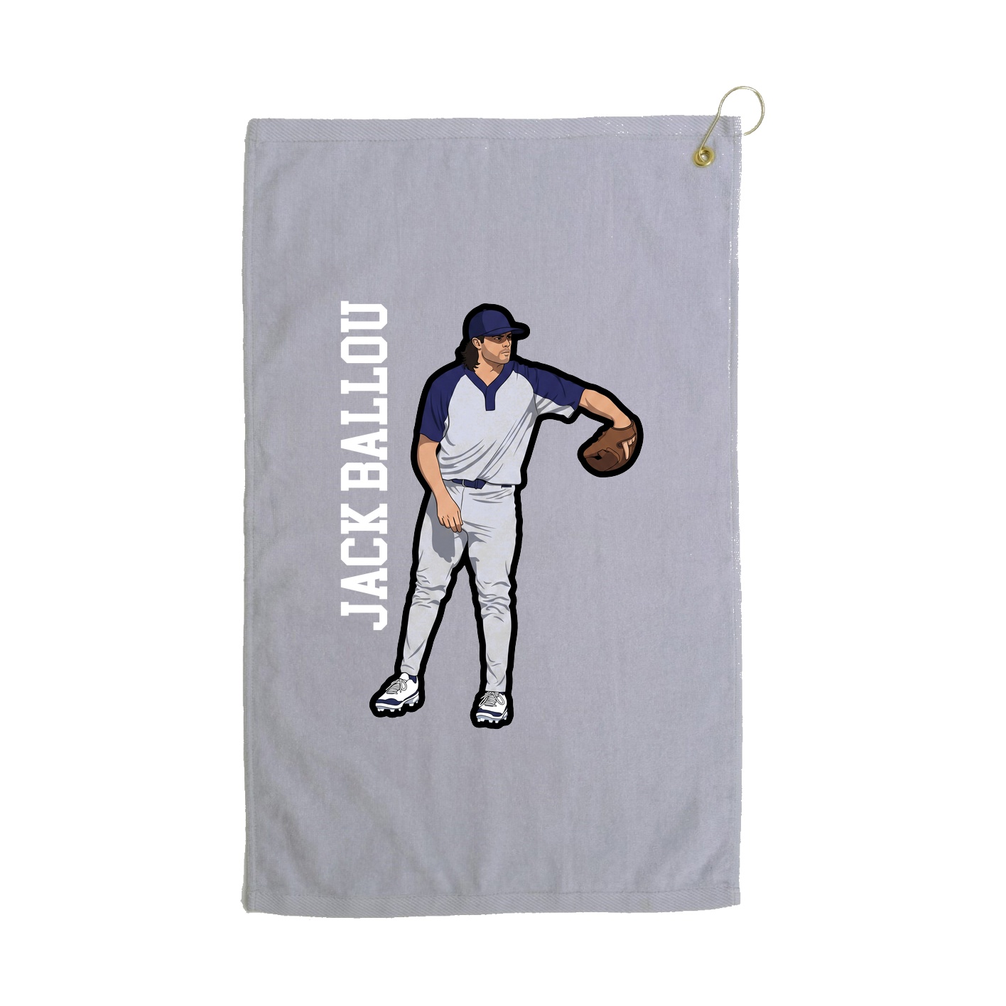 Golf Towel — Name Vertical in Grey