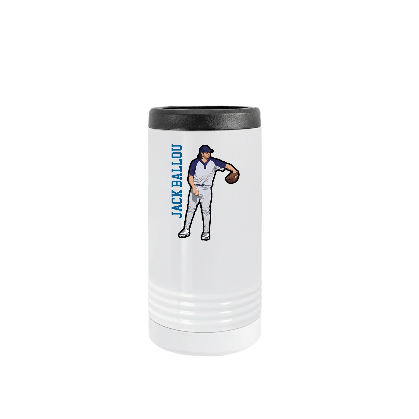 Slim Beverage Holder — Name Vertical in White