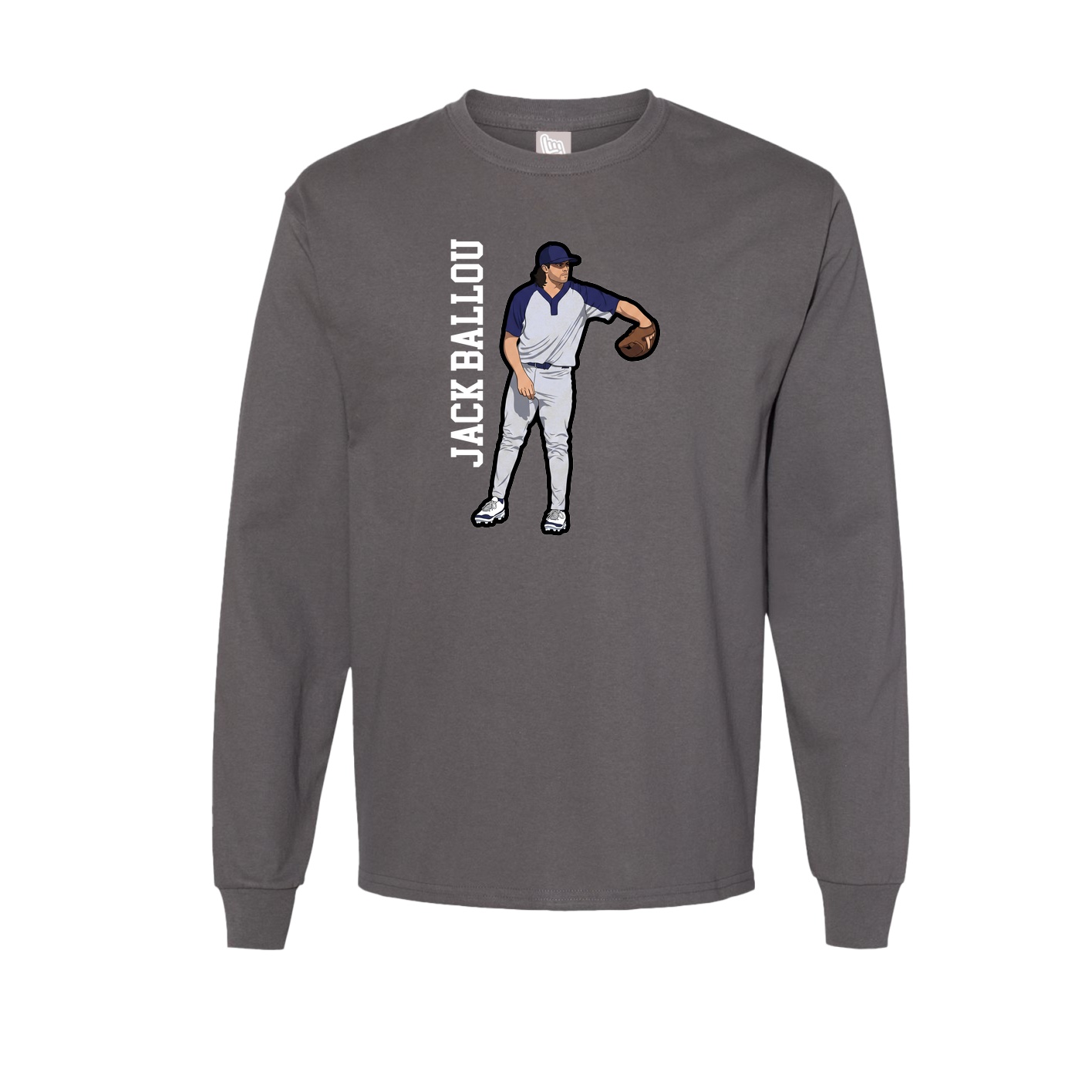 Long Sleeve Tee — Name Vertical in Grey