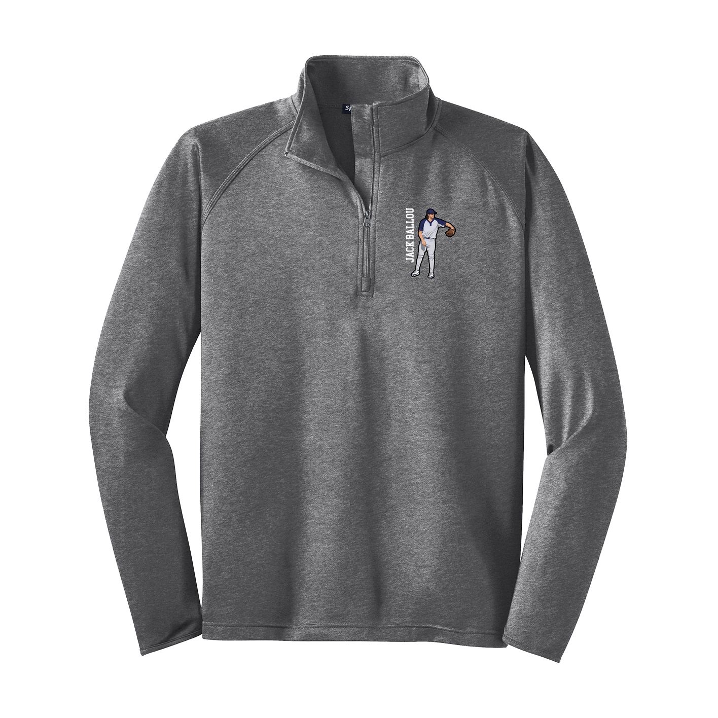 Q-Zip Pullover — Name Vertical in Grey