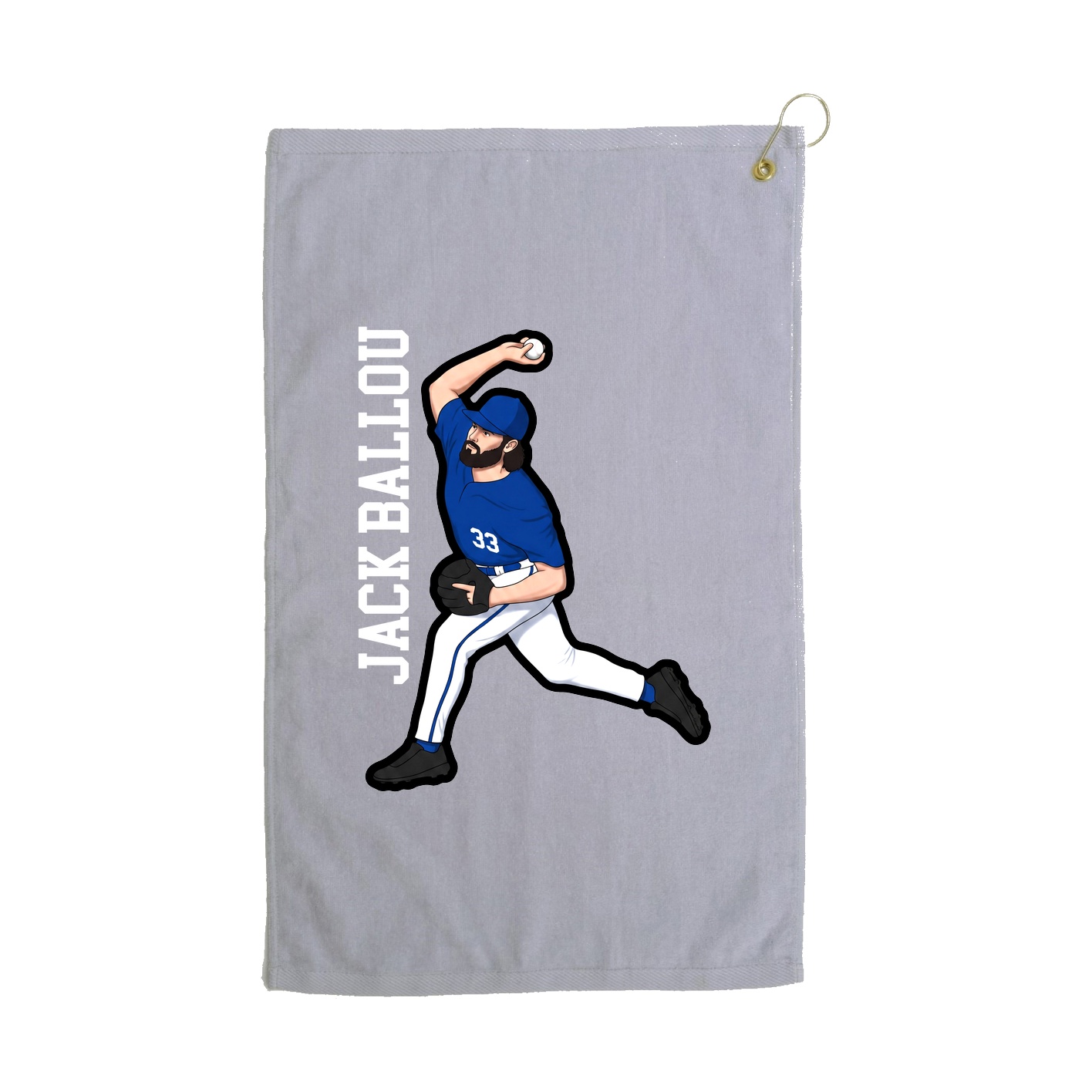 Golf Towel — Name Vertical in Grey