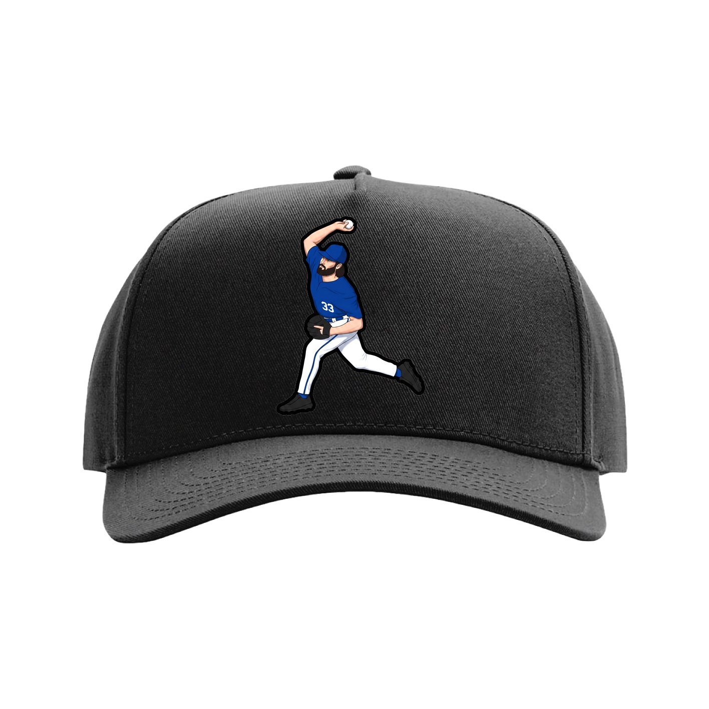 Full Fabric Five-Panel Champ Cap — Name Vertical in Black
