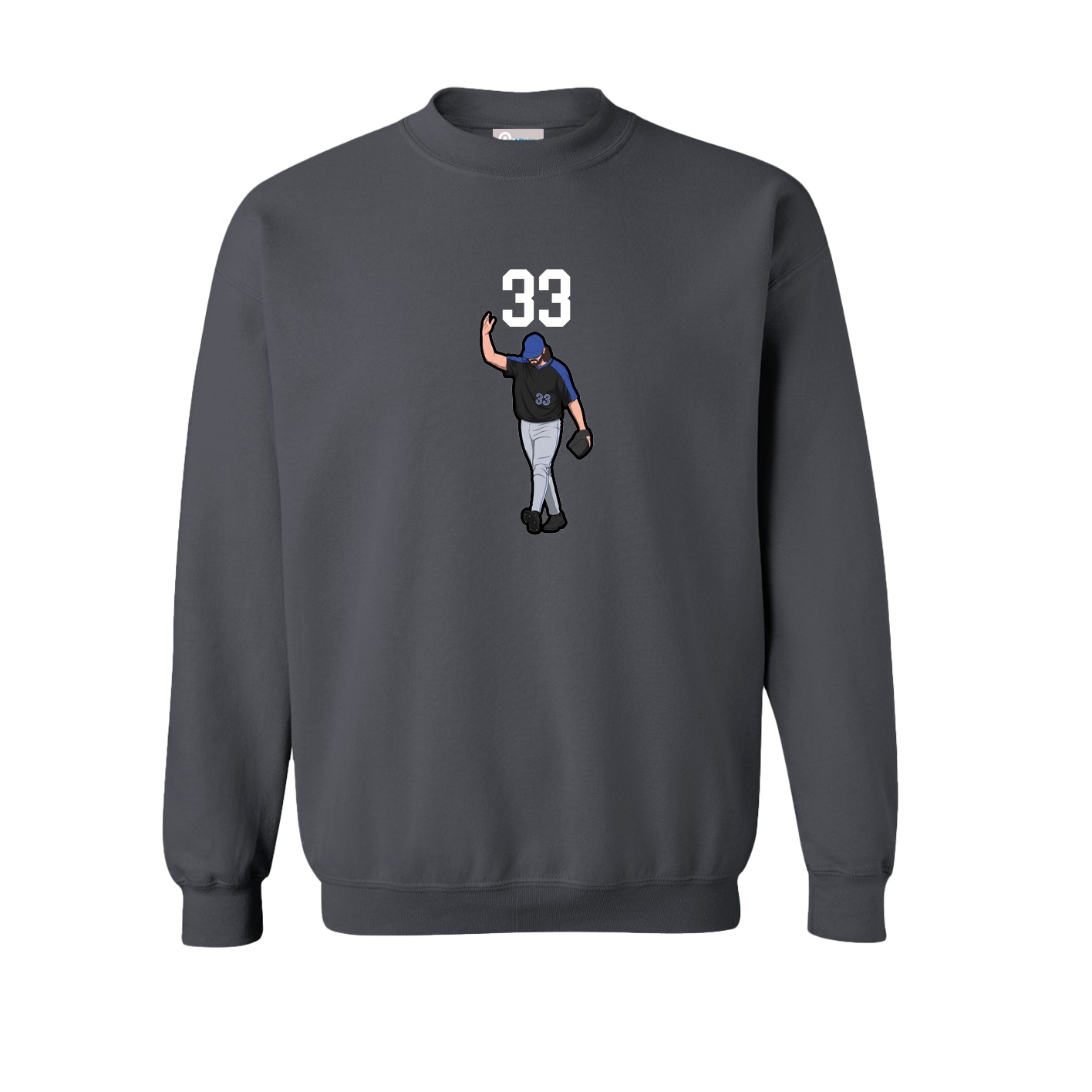 Fleece Crew — Number Top in Grey