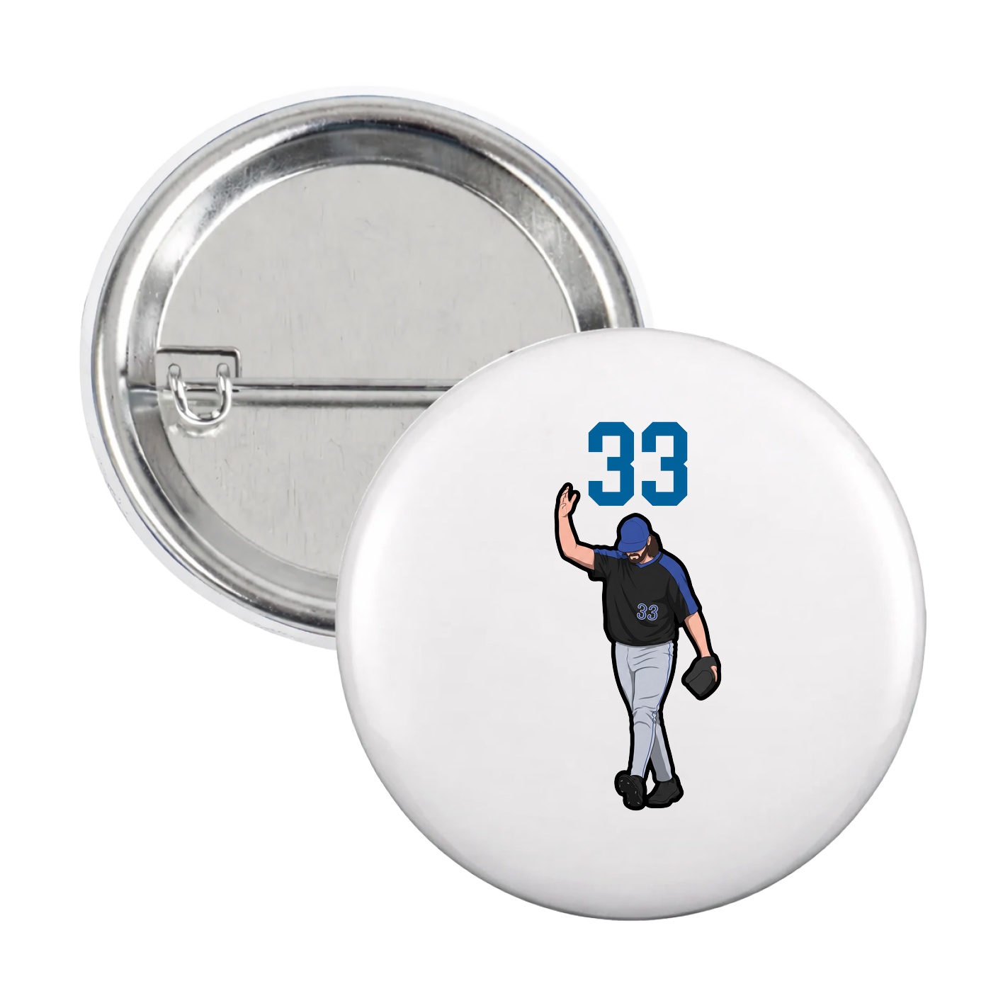 Game Day Button — Number Top in White
