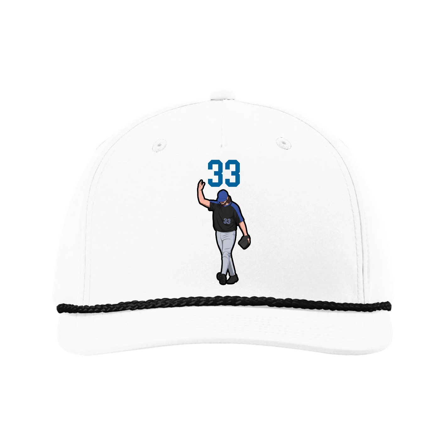 Five-Panel Classic Rope Cap — Number Top in White