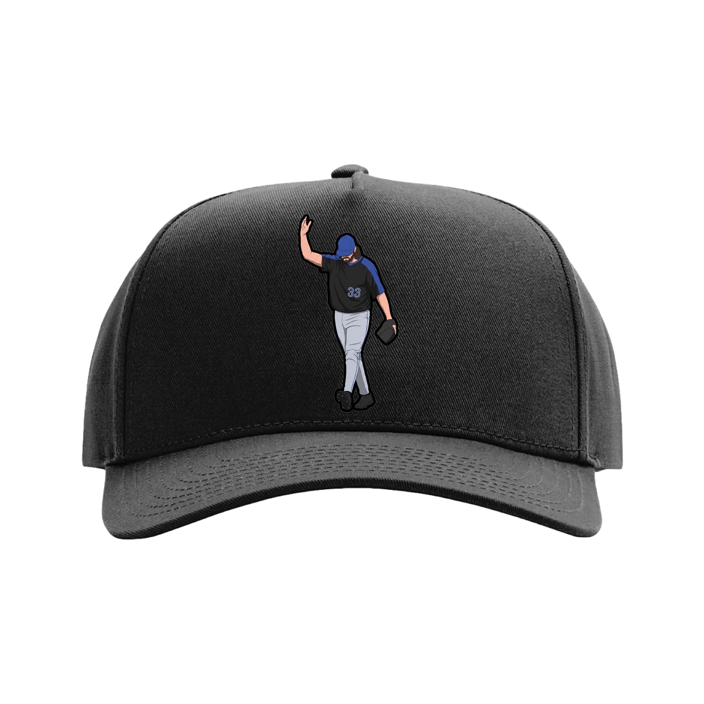 Full Fabric Five-Panel Champ Cap — Name Vertical in Black