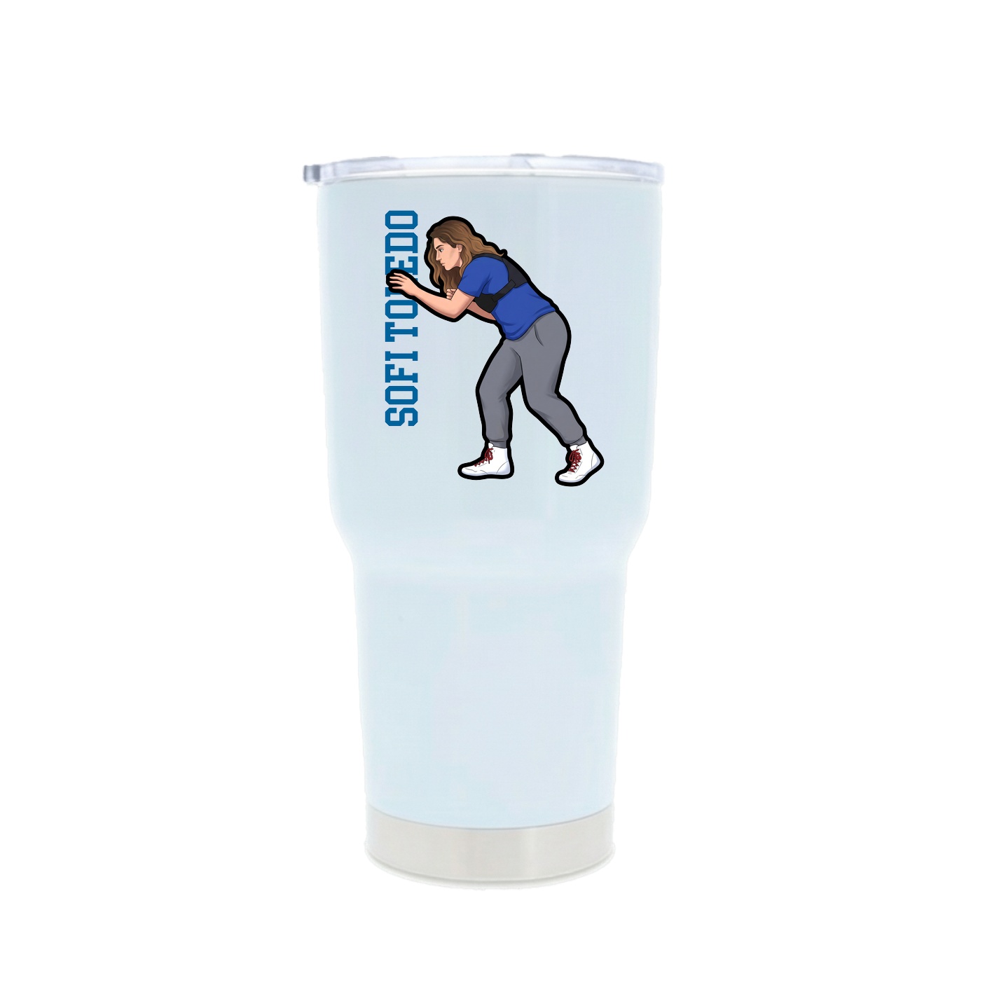 30oz Stainless Steel Tumbler — Name Vertical in White