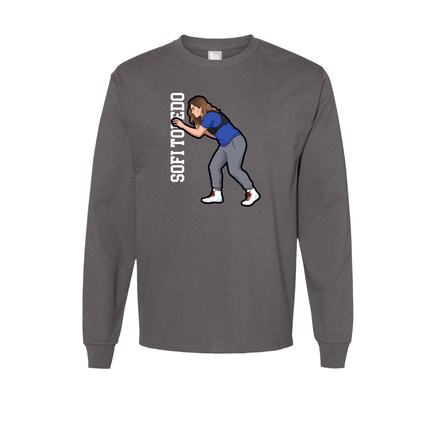Long Sleeve Tee — Name Vertical in Grey