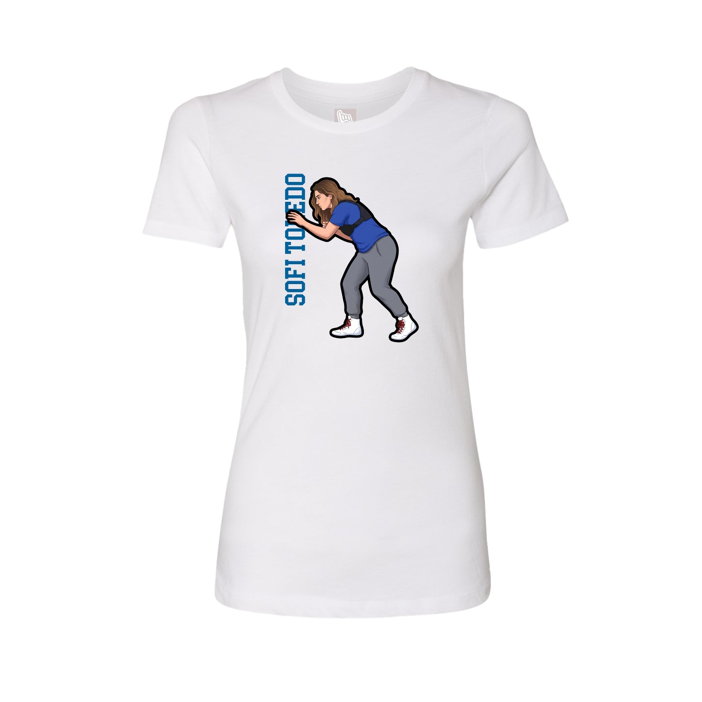 Fitted Women's Tee — Name Vertical in White
