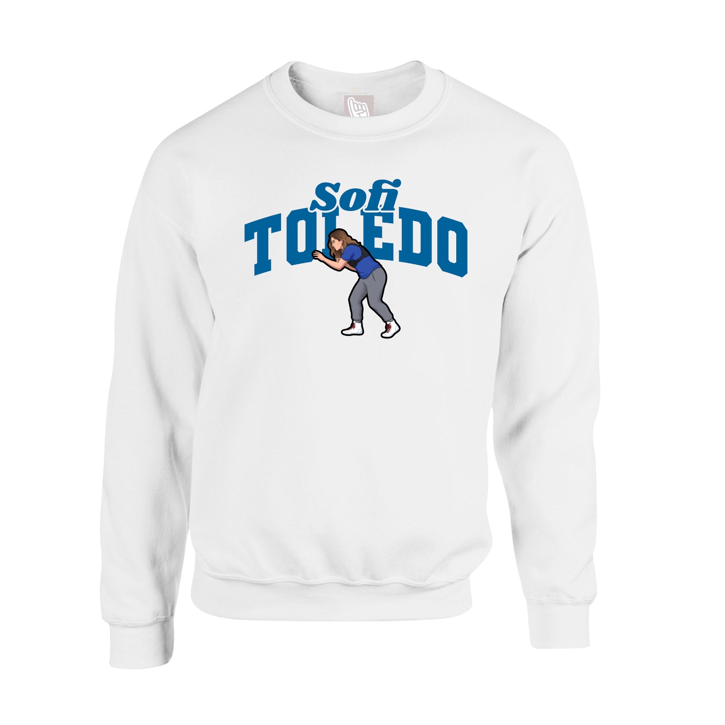 Fleece Crew — Signature Arch in White