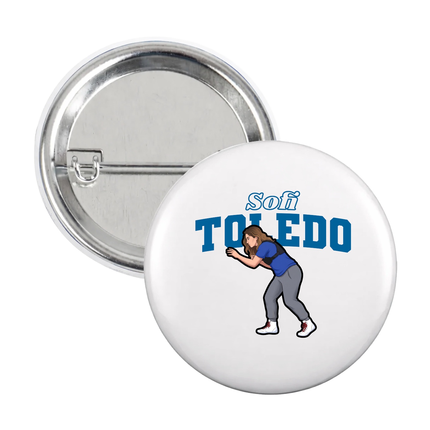 Game Day Button — Name Arch in White