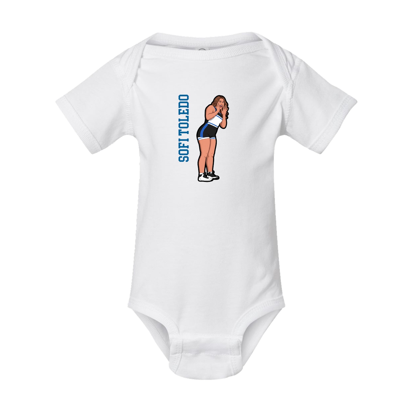 Baby Onesie — Name Vertical in White