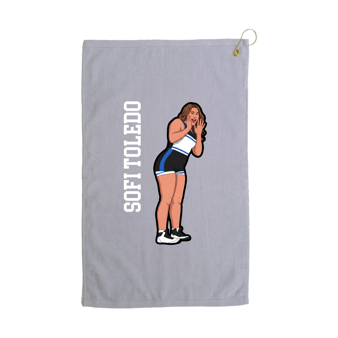 Golf Towel — Name Vertical in Grey