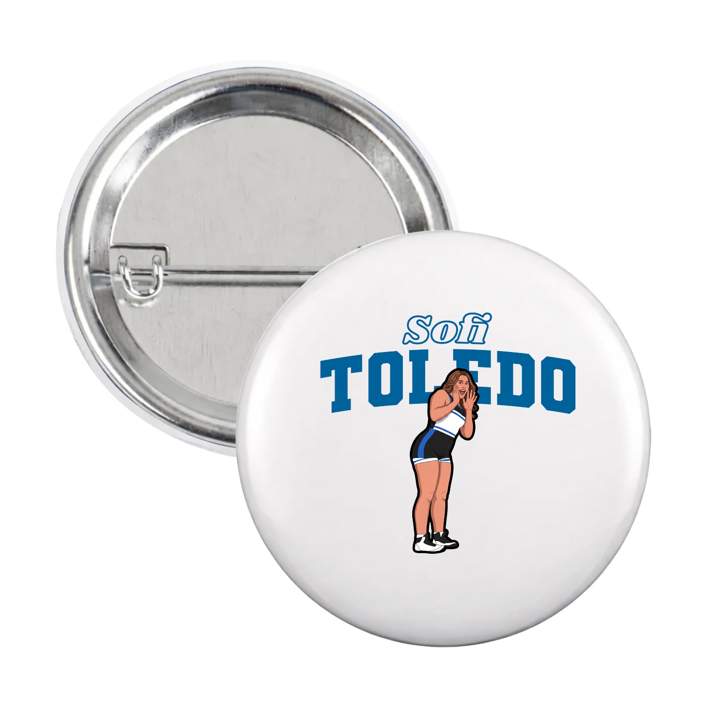 Game Day Button — Name Arch in White