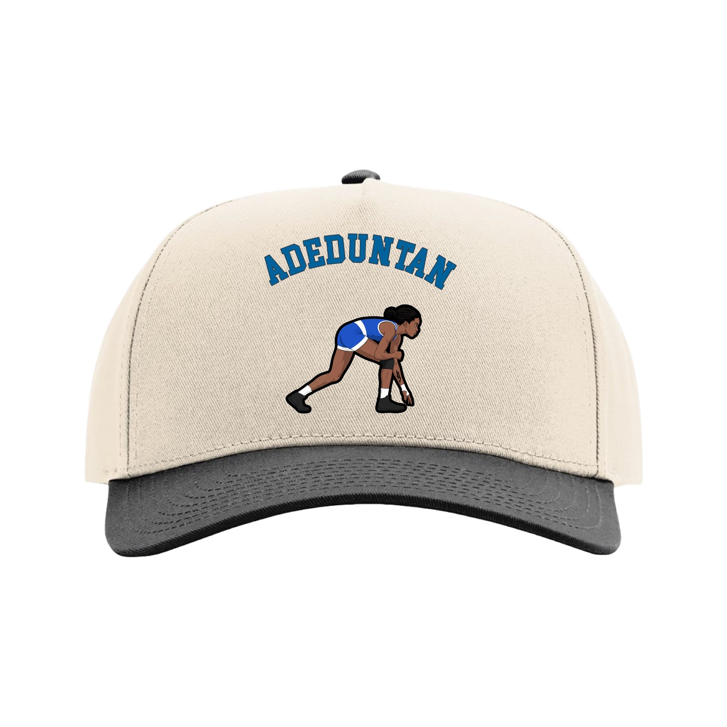 Full Fabric Five-Panel Champ Cap — Shirsey Arch in Cream/Black