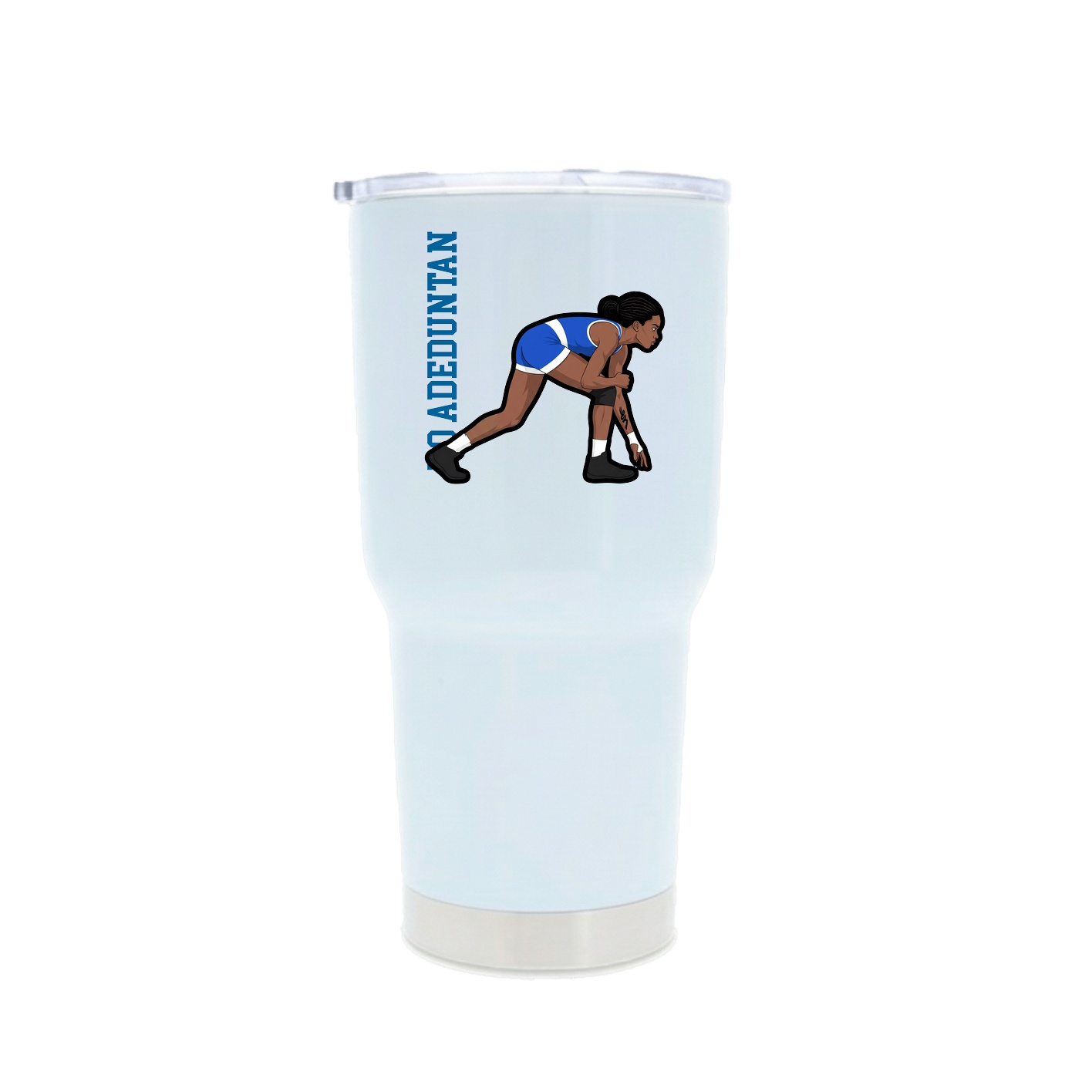 30oz Stainless Steel Tumbler — Name Vertical in White