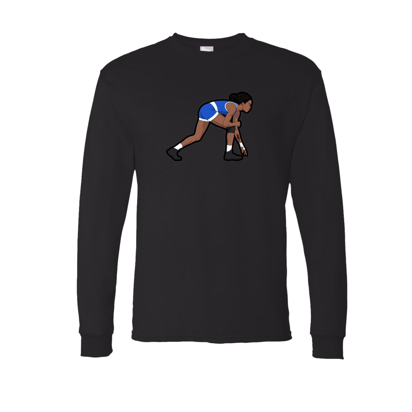 Long Sleeve Tee — Name Vertical in Black