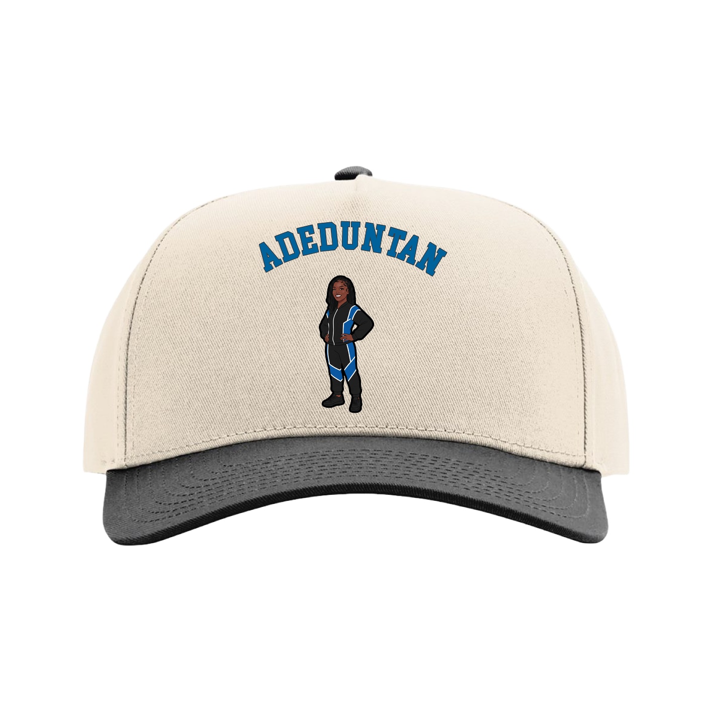 Full Fabric Five-Panel Champ Cap — Shirsey Arch in Cream/Black