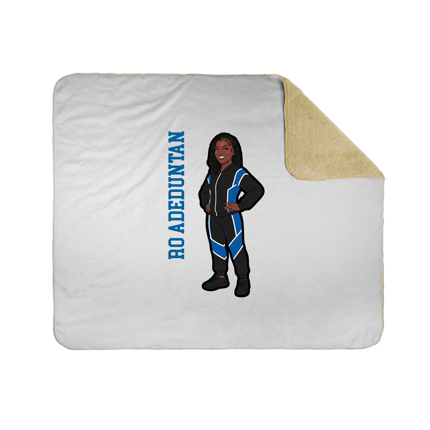 Throw Blanket — Name Vertical in White