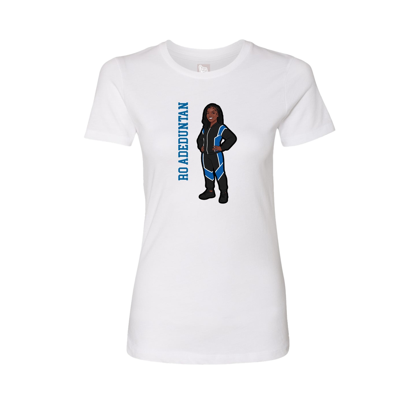 Womens Tee — Name Vertical in White