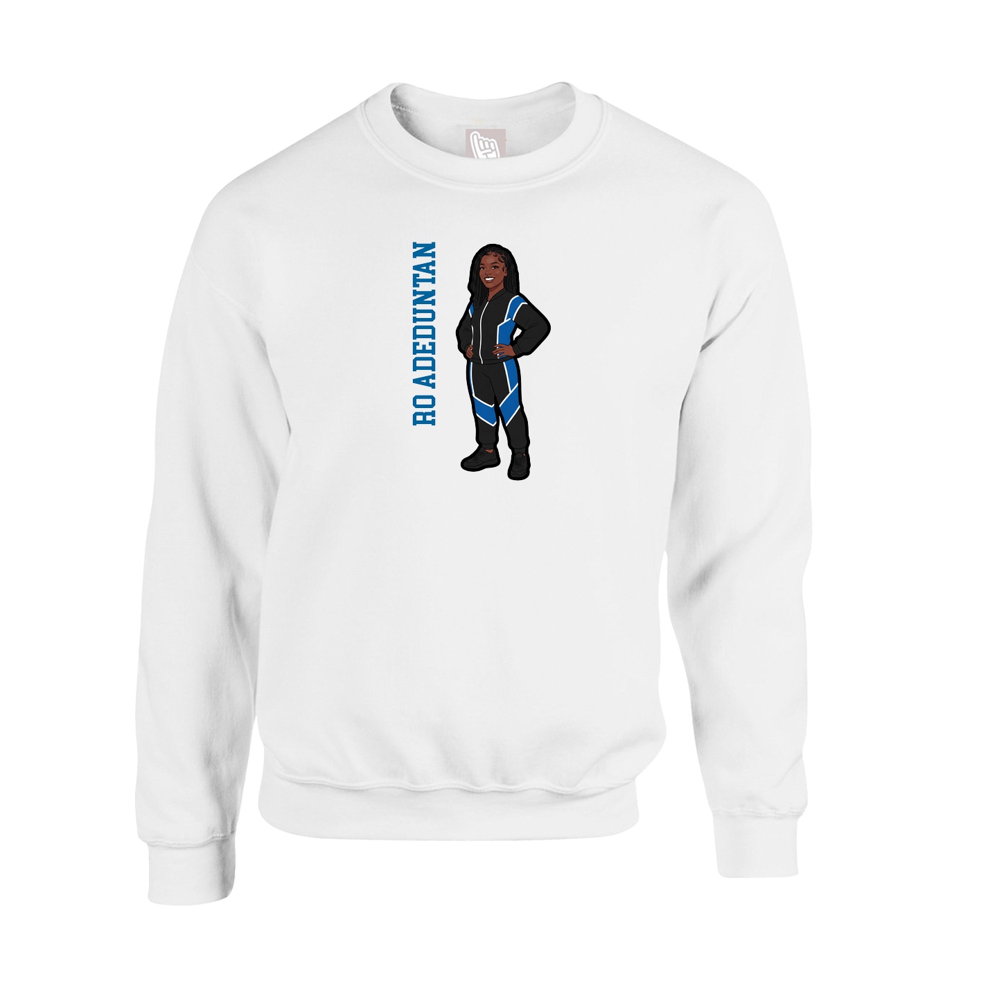 Fleece Crew — Name Vertical in White