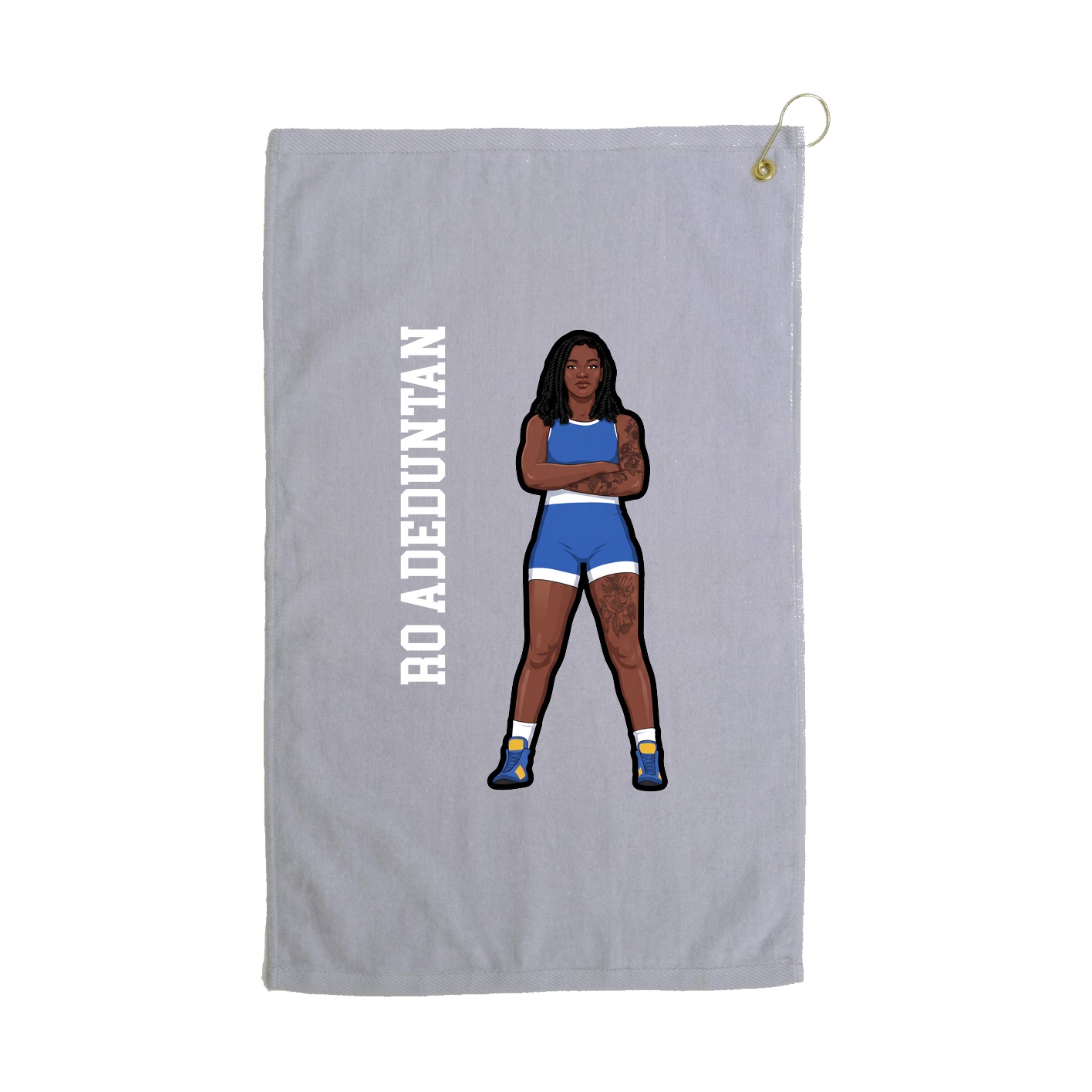 Golf Towel — Name Vertical in Grey