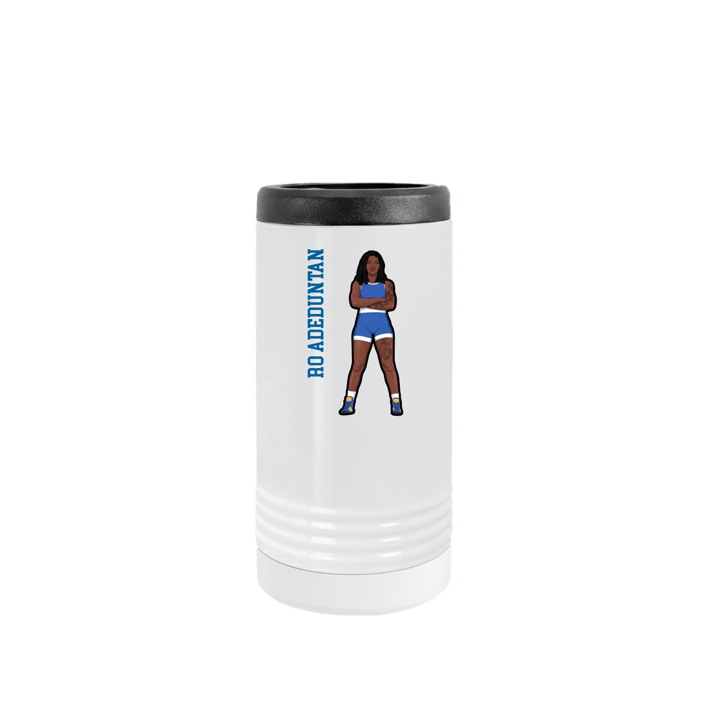 Slim Beverage Holder — Name Vertical in White