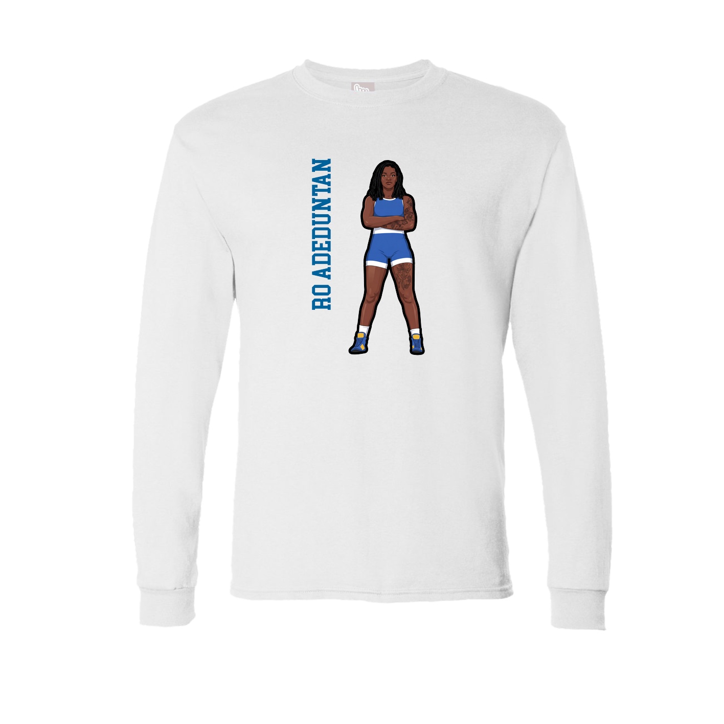Long Sleeve Tee — Name Vertical in White