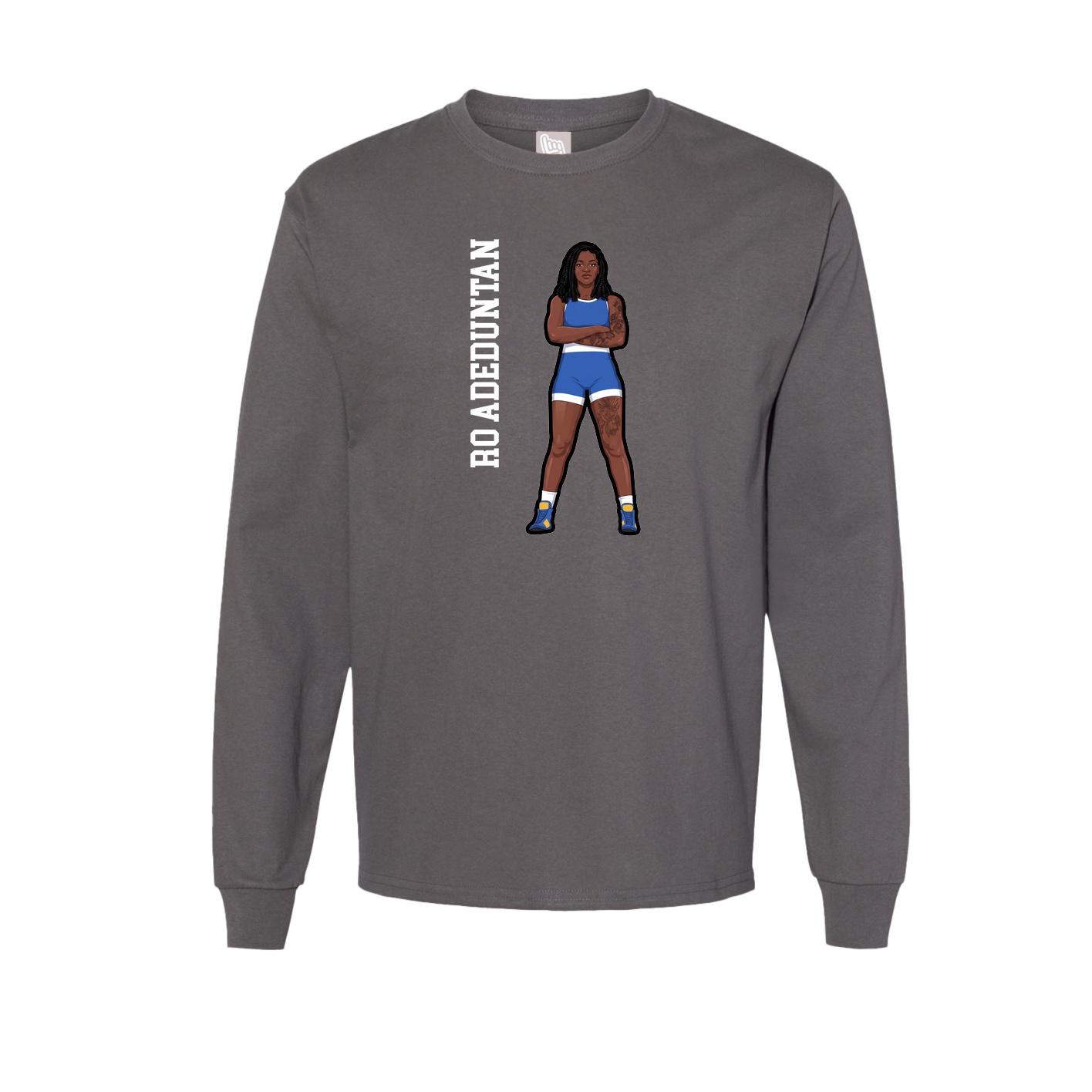 Long Sleeve Tee — Name Vertical in Grey