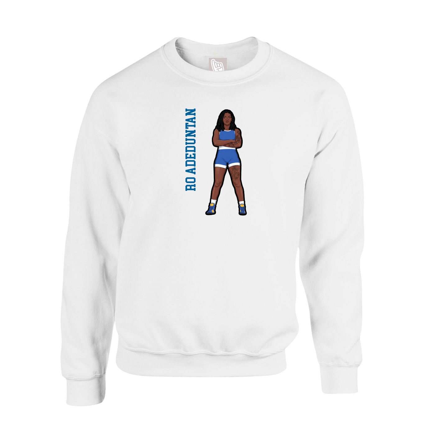 Fleece Crew — Name Vertical in White