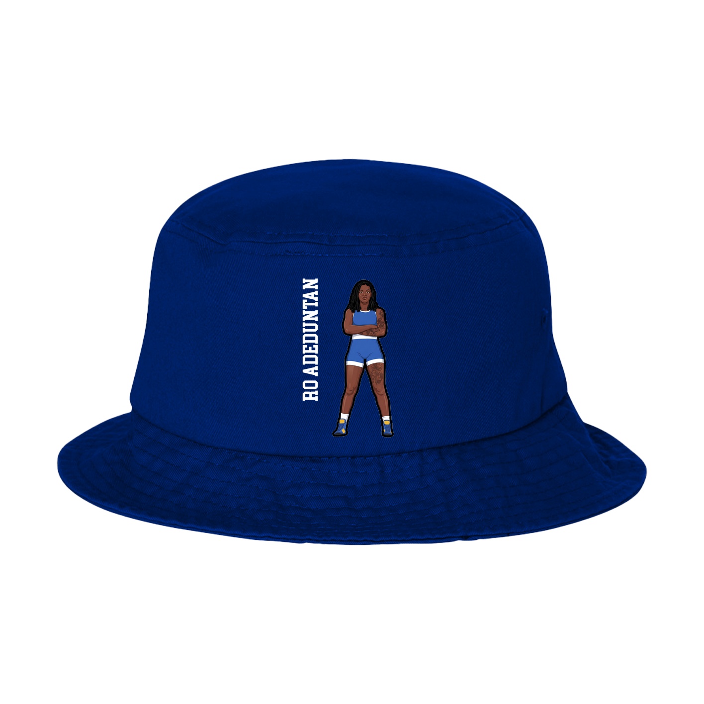 Bucket Cap — Name Vertical in Royal Blue