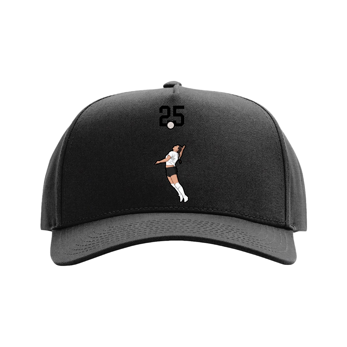 Full Fabric Five-Panel Champ Cap — Number Top in Black