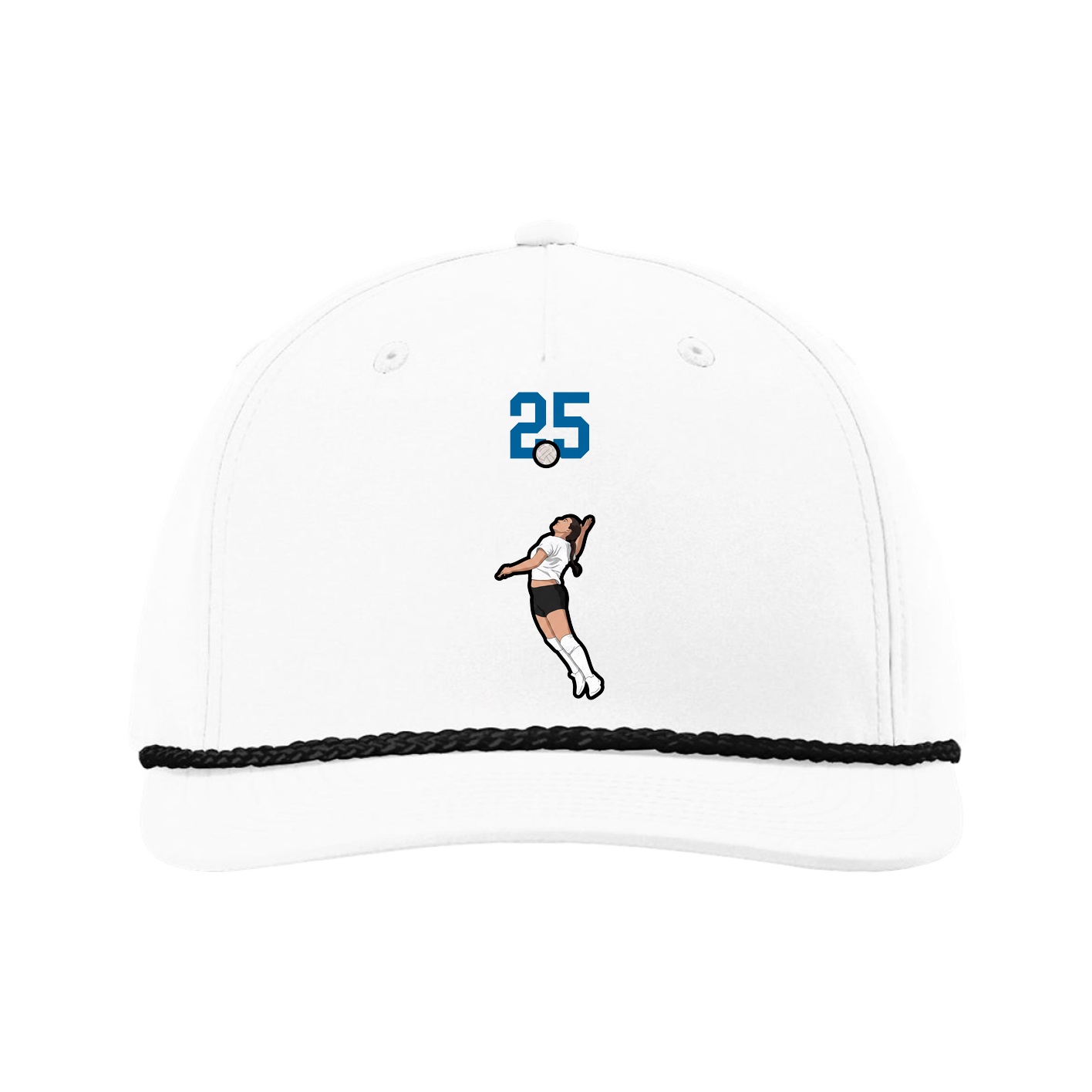 Five-Panel Classic Rope Cap — Number Top in White