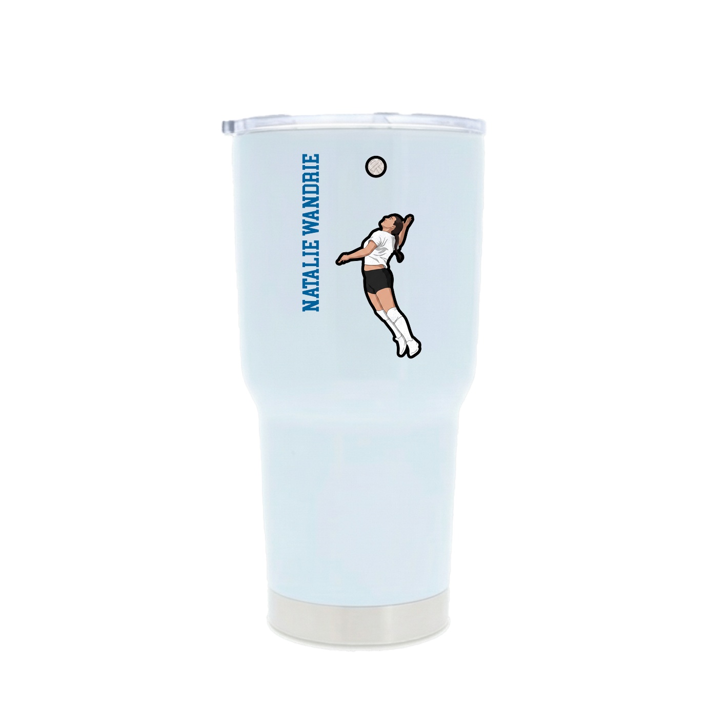 30oz Stainless Steel Tumbler — Name Vertical in White