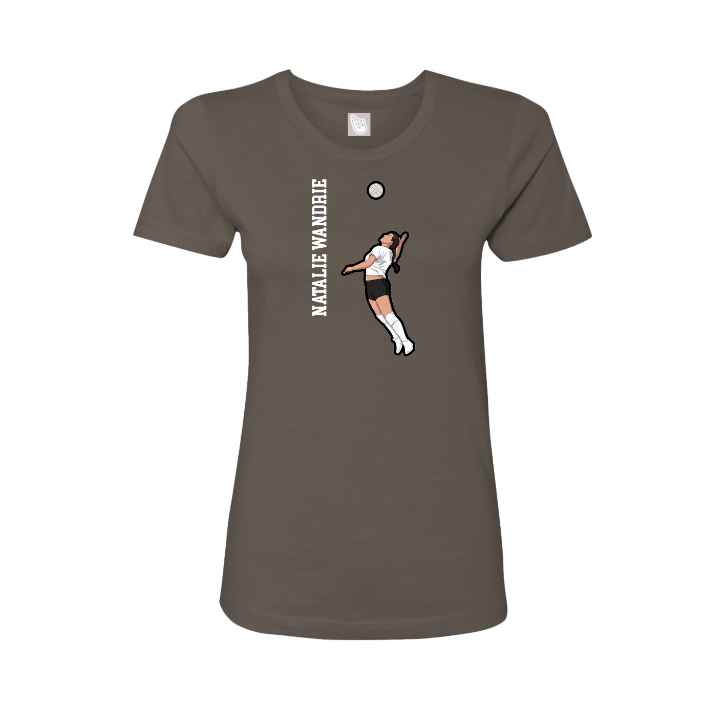 Fitted Women's Tee — Name Vertical in Grey