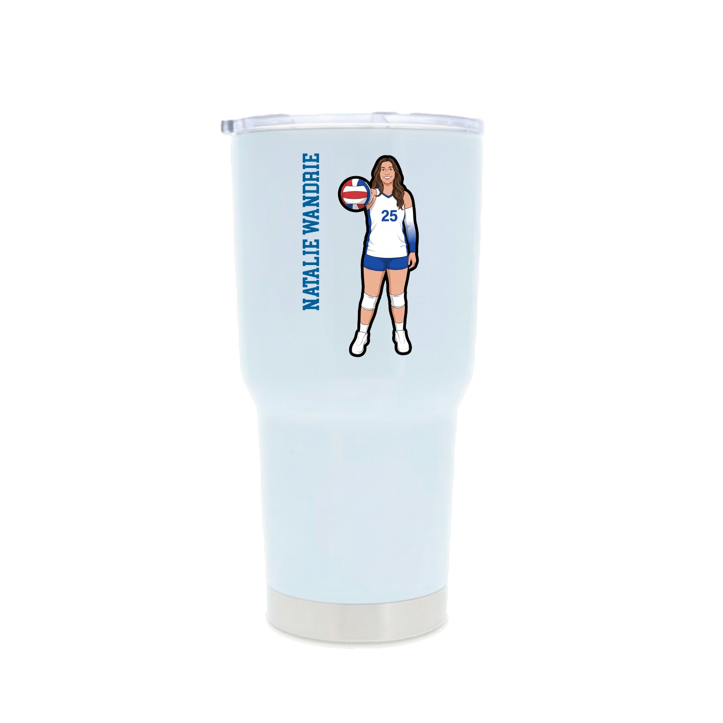 30oz Stainless Steel Tumbler — Name Vertical in White