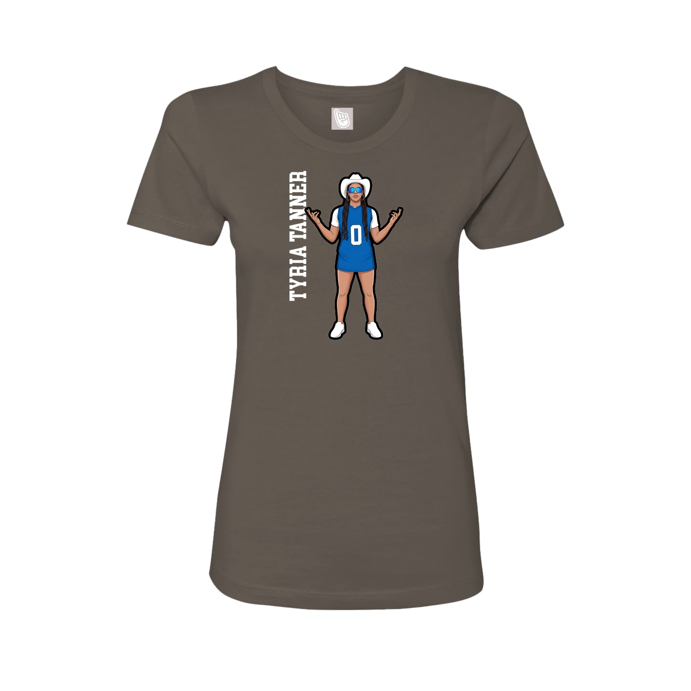 Fitted Women's Tee — Name Vertical in Grey