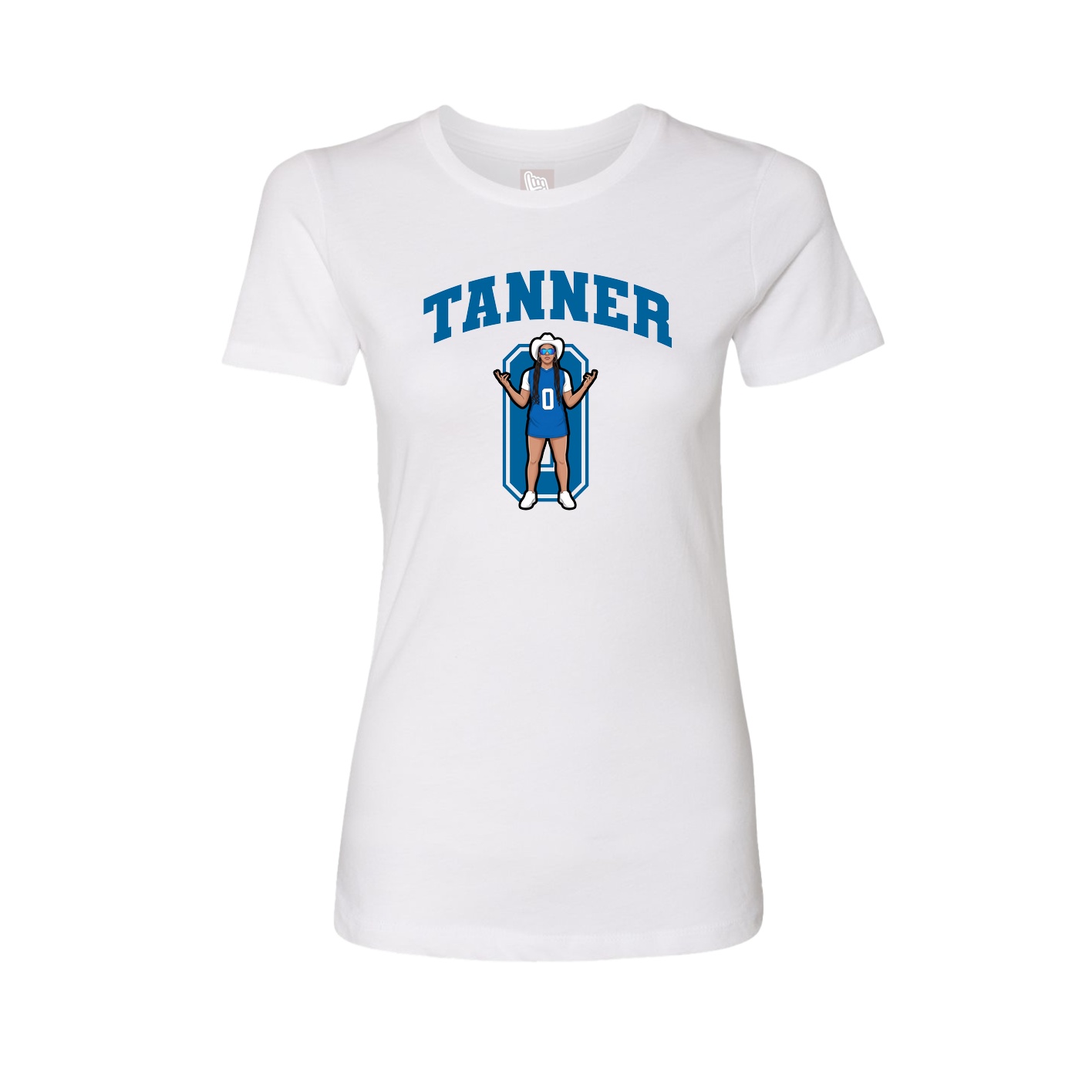 Fitted Women's Tee — Number in White