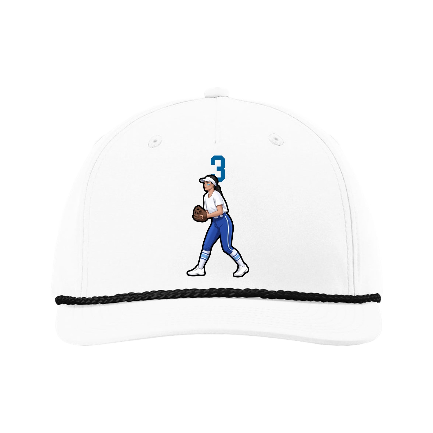 Five-Panel Classic Rope Cap — Number Top in White