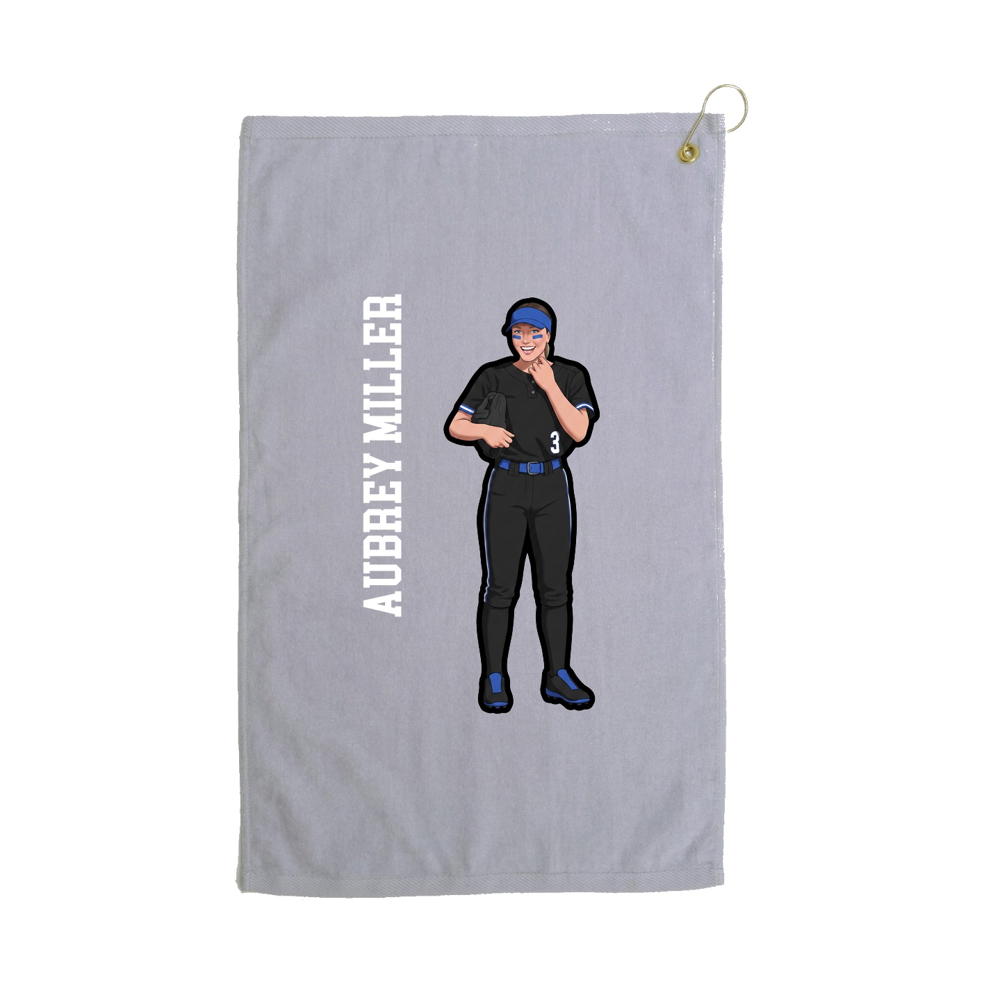 Golf Towel — Name Vertical in Grey