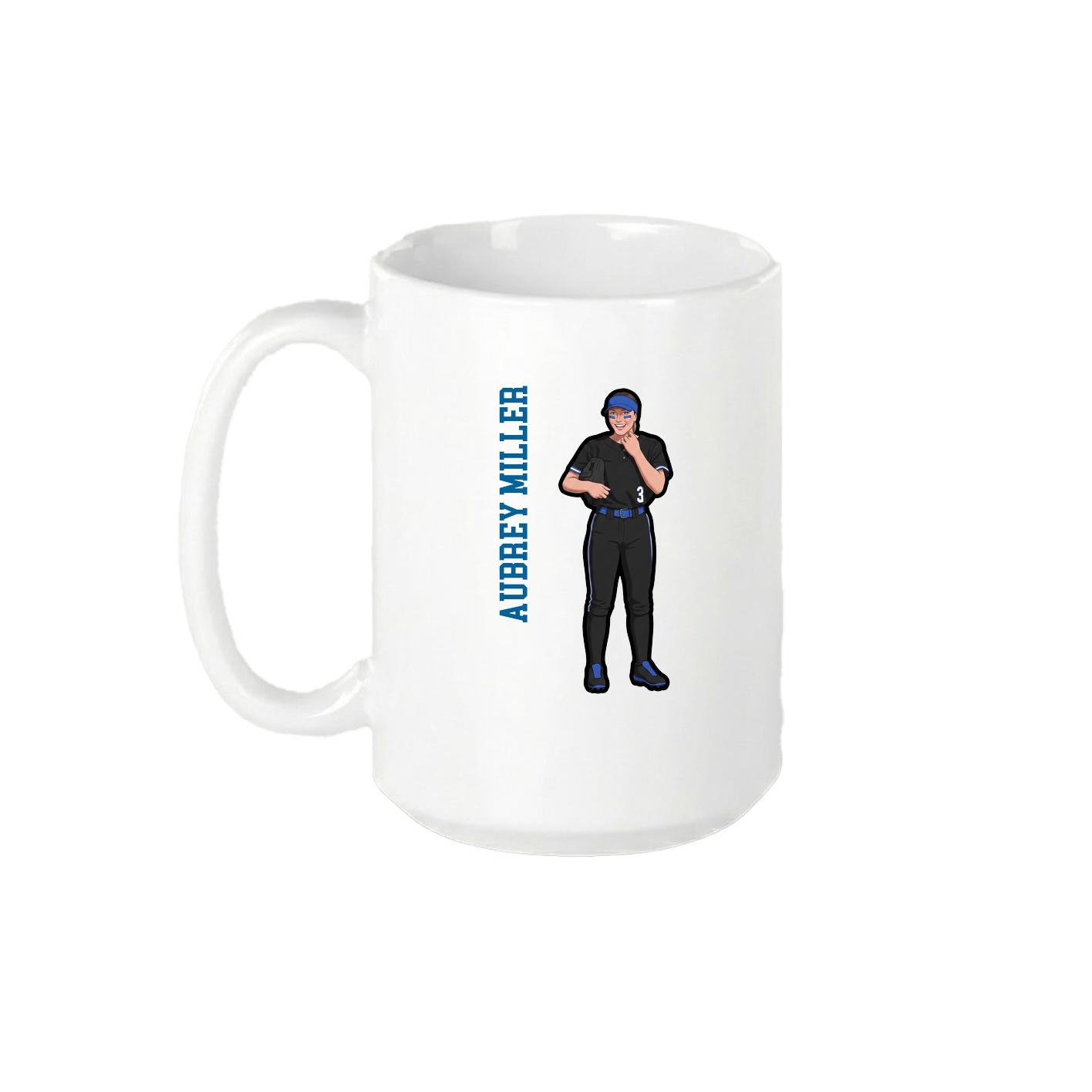 15oz Coffee Mug — Name Vertical in White