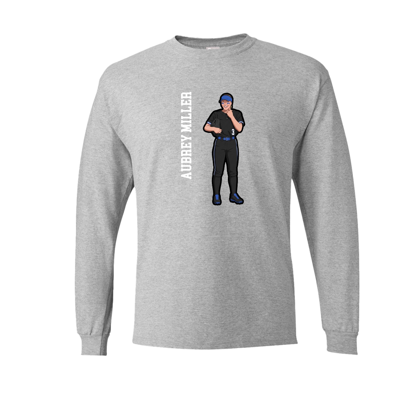 Long Sleeve Tee — Name Vertical in Grey